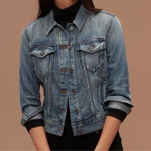 💙🌟Aritzia Talula Edo Cropped Blue Jean Jacket S 100% Cotton Classic Timeless EUC